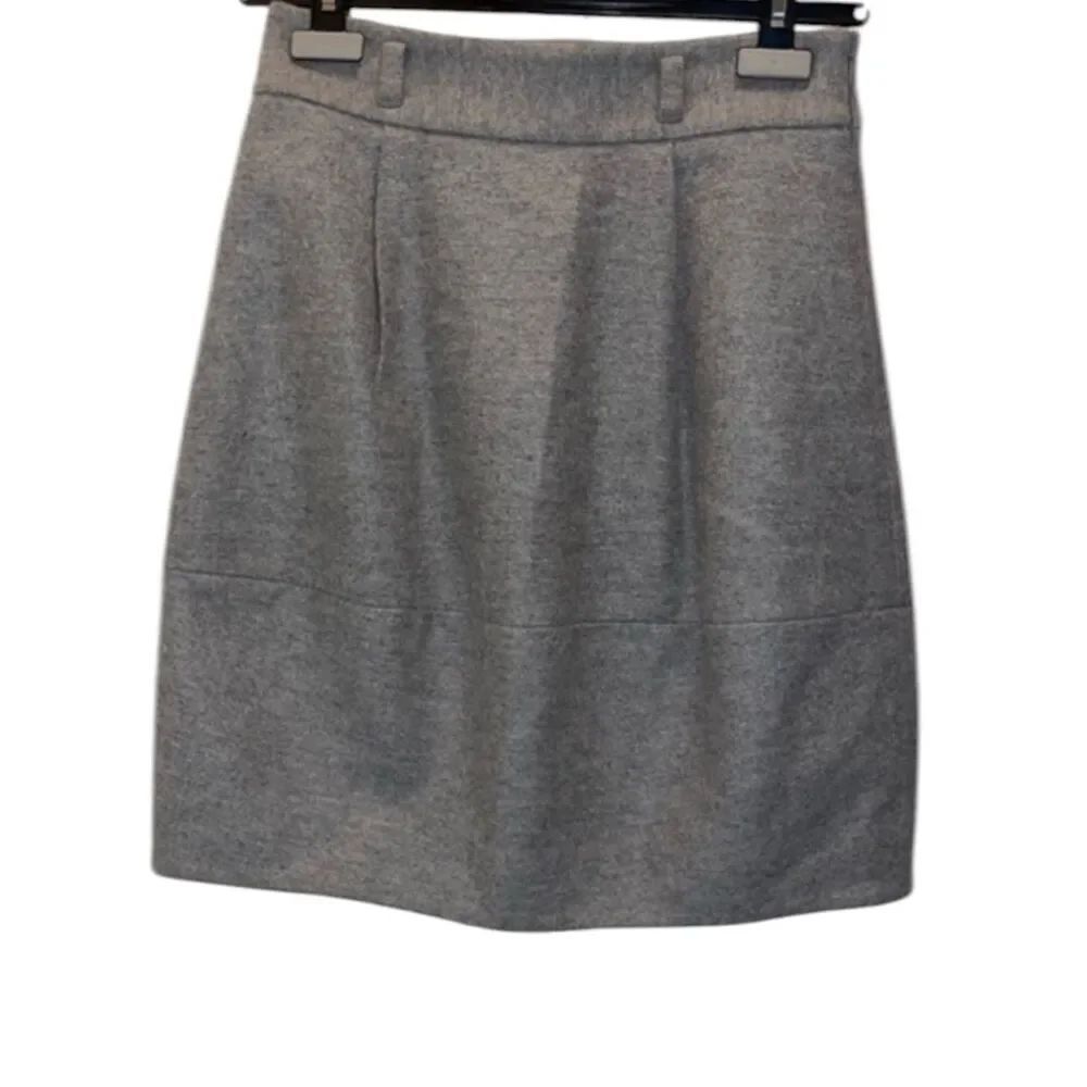 Theory Cecily wool blend tulip skirt in heather gray size 4